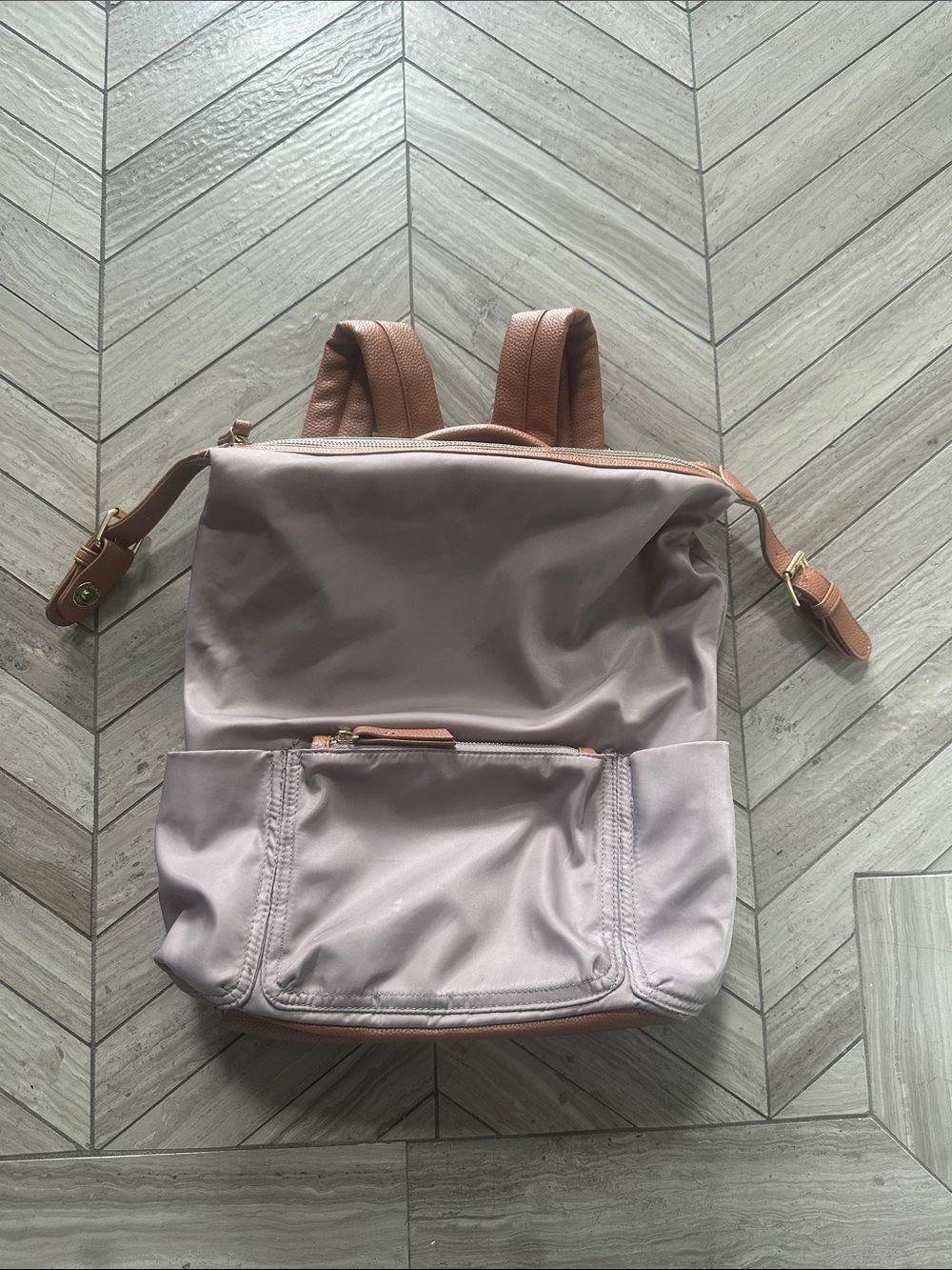 Tommy Bahama Mauve Nylon Backpack with Tan Accents
